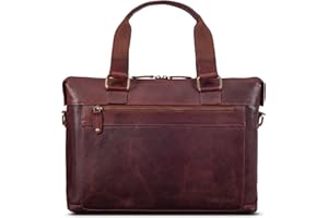 ROYALZ 'Atlanta' Borsa a Tracolla in Pelle da Uomo Vintage per Laptop 15.6' Borsa da Lavoro, Colore:Roma Cognac Marrone