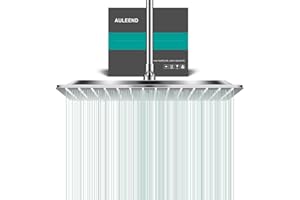 AULEEND Square Rain Shower Head, High Flow Stainless Steel,Work with Any Decorative Style，All Metal Rainfall Shower Head (Chrome, 16)