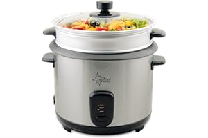 ‎SUNTEC WELLNESS SUNTEC 2 in 1 Reiskocher und Dampfgarer – 1 Liter Kochtopf aus Edelstahl mit Antihaftbeschichtung – Behälter zum Garen von Gemüse – Warmhaltefunktion – Löffel & Messbecher – RKO-9974 Thuy-Denise