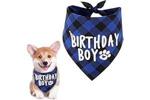 SUBTAVIK Bandana d'anniversaire pour Chien, Anniversaire garçon Bandana Animaux de Compagnie Fournitures de fête d'anniversaire écharpe pour Chien pour Petits Chiens Moyens Chats (Bleu)