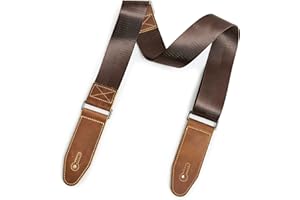 QMYBROW Gitarrengurt für E-Gitarre, Akustikgitarre, Westerngitarre, E-Bass und Ukulele Gitarrengurt für Kinder und Erwachsene mit Lederunterlage