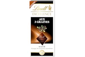 Lindt - Tablette EXCELLENCE Noir Aux 3 Graines - Chocolat Noir, 100g