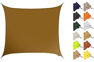 Kookaburra 2m Square Water Resistant Garden Patio Sun Shade Sail Canopy 96.5% UV Block with Free Rope (Mocha Brown)