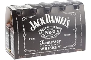 JACK DANIEL'S Jack Daniels Miniature American Bourbon Whiskey 5cl Miniature - 10 Pack