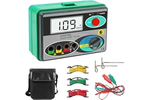 LUTIFIX Ground Resistance Meters, Digital Earth Ground Resistance Tester 0~2000Ω Earth resistance tester AC Ground Voltage Tester Overload Protection, Data storage, low battery reminder Ohm Meter