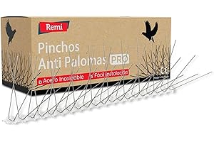 Pack de 10 Metros de Pinchos Antipalomas | Remi Hogar | Púas para Palomas de Acero Inoxidable | Ahuyenta Palomas Efectivo | 20 Tiras de 50cm Montadas | con Base Transparente