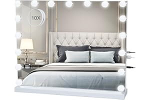 LIANWANG Schminkspiegel mit Beleuchtung, Hollywood Spiegel mit 17 LED Dimmbare Licht und 3 Farbtemperatur, Hollywood Mirror Einstellbare Helligkeit mit Touch Steuerung, 60x50cm