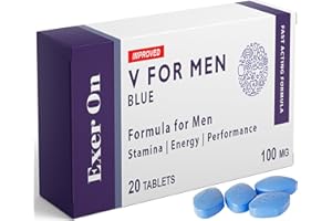 Exer On - Blue 20 Tablets for Men - 100mg Improved Vitality Formula - Strong Effect - Mens Health Support Tablets - Performance & Enhancement - Ginseng, L-Arginine, Ashwagandha, Maca Root