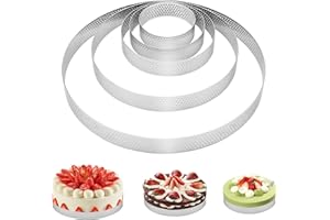 Fantasyon 5PCS 6/8/10/15/20cm/Ht 2cm Cercle Rond perforé Acier Inoxydable,Cercle Tartelette Perforé INOX,Cercle à Tarte perforé pour Mousse Et Tartes Aux Fruits Anneau (6/8/10/15/20CM)