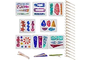 SENHAI 8 pezzi multi-stile fermagli per capelli fai-da-te stampi in resina con 20 accessori per fermagli per capelli dorati, creazione di fermagli per capelli, artigianato fai-da-te, portachiavi