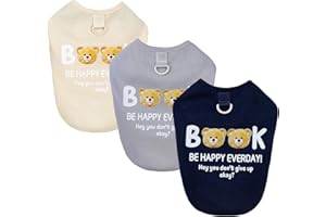 Izefia 3 Pièces Chien Chemises Vêtements Respirant Livre Ours Gaufré Motif Cool Été Coton Débardeur Gilet T Shirt pour Petit Chiot Chat