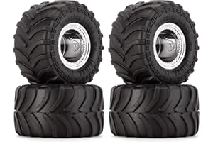 INJORA RC Monster Truck Wheel Rim Tire 4PCS 70 * 38mm for 1/24 RC Crawler Car SCX24 Gladiator Bronco C10 JLU Deadbolt B17 FMS FCX24 FCX18,Silver