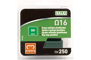 SALKI | Agrafes de Grillage Ω16 | Pack d'Agrafes en Acier Galvanisé Omega-16 | Diamètre 1,3mm | Parfait pour l'Agrafage de Clôtures | 250 pièces | Couleur Vert