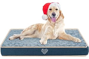 VANKEAN Tapis Lavable pour Chien (Chaud et Doux), Housse Amovible et Doublure intérieure Imperméable, Tapis Réversible pour Chien, Matelas pour Soulagement des Articulations, Marine/Gris
