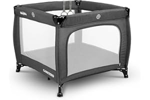 CARETERO best for babies - Parc Bébé avec Filet Respirant - Parc Bébé avec Porte Zippée - Parc Enfant - Petit Parc - avec Sac de Transport - 83x83x71cm - Graphite