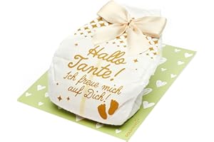 ‎GOLDPRINTZ goldprintz I Du wirst Tante I goldig bedruckte Windel-Postkarte I Geschenk I Schwangerschaft verkünden I wir bekommen ein Baby I Bekanntmachung