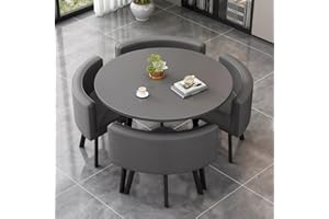 AMZSEW Dining Table and Chairs Set 5 Piece,Modern Kitchen Dining Table Set Space Saver Table and 4 Chairs for Restaurant Kitchen Conference Living Room Tablesets (Grey 90cm)