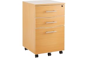 MMT Furniture Designs Ltd MMT-IV15Hêtre Socle Mobile à 3 tiroirs sous Le Bureau avec Crochets de Suspension, Bois d'ingénierie, hêtre, 42cm Wide x 43,5cm Deep x 68cm Tall