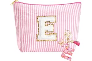 MHwan Personlig kuvertväska, skönhetsfodral och nyckelring för flickor med initial, personliga presenter till mamma, flickvänner och systrar, julklappar för kvinnor (rosa A), Och, 28 x 19 x 8.5 cm