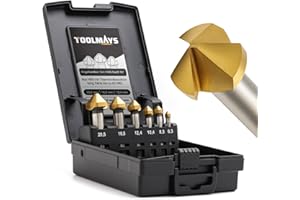 TOOLMAYS Svasatore per Metallo HSS TiN Ø 6,3 – 20,5 mm, 6 Pezzi 90° Svasatore per Legno Rivestimento in Titanio per Legno, Metallo e Plastica