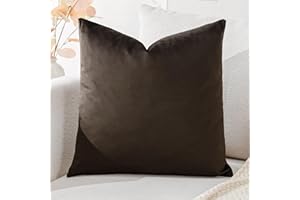 Artscope Luxury Velvet Cushion Covers Decorative Square Pillowcases Soft Solid Cushion Cases for Couch Sofa Bedroom Home Decor 50x50cm Chocolate Brown