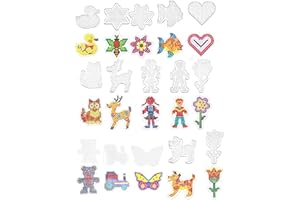 Tyrzol 15pcs Fuse Beads Set, Clear Animal & Heart Shape Pegboards, Plastic Craft Set, DIY Template Cards