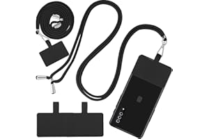 cobee Smycz do telefonu, regulowana smycz do telefonu komórkowego, uniwersalna nylonowa smycz na szyję, odpinana, smycz do telefonu, z 2 łatkami na telefon, kompatybilna z większością smartfonów, czarna