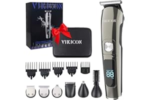 VIKICON Bartschneider für Herren, All-in-1 Herren-Pflegeset, IPX7 wasserdicht, wiederaufladbar, für Nase, Schnurrbart, Gesicht, Körper, Elektrorasierer mit Aufbewahrungskoffer, Geschenke für Männer,