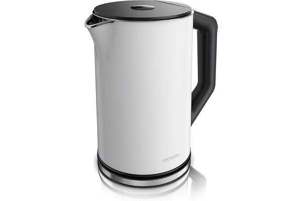 Arendo - Bouilloire Électrique en Acier Inoxydable - Ebullition Rapide - Sélection de la Température 40° à 100 ° - ou 4 Températures Prédéfinis - Modèle ELEGANT - 1,5 L 2200 W - Sans BPA - Blanc mat