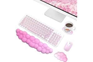 LIFEDYLUK Reposamuñecas para Teclado para Aliviar Dolor de Muñeca, Nube Cojín de Muñeca Apoyo Ergonómico con posavasos, Antideslizante Suave y cómodo Alfombrilla Mouse para Oficina Estudio Juego (rosarot)