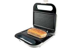 Taurus Phoenix Luxe - Grill électrique Inox avec gril 800W, Sandwich et croque monsieur, Plaques anti-adhésives, Voyants d'alimentation et pré-chauffage, Blanc