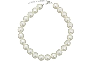 Caprilite - 18 mm konstpärlor halsband, vintagestil, krämfärg, Pärla, Skapad