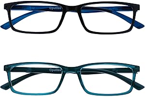 OPULIZE SEE Lunettes de lecture anti-lumière bleue pour hommes et femmes, verres anti-reflets, protection UV, rectangulaires