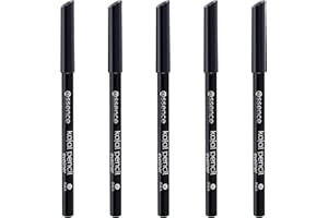‎ESSENCE COSMETICS essence kajal pencil, Kajalstift, Nr. 01, Schwarz, langanhaltend, definierend, vegan, ohne Mikroplastikpartikel, Nanopartikel frei, ohne Parfüm, 5er Pack (5x1g)