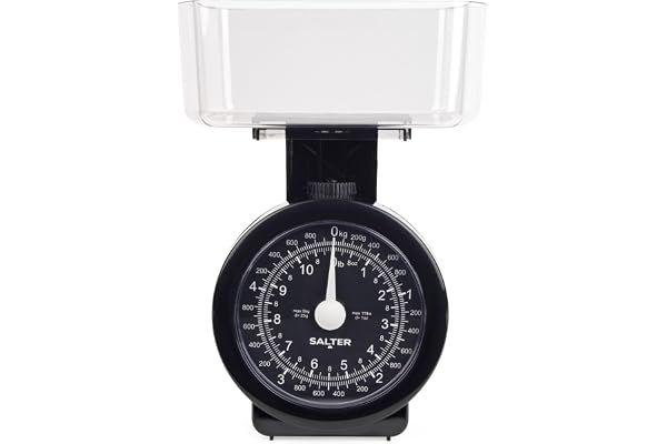 Salter Balance de Cuisine Mécanique avec bol Compacte - Capacité 5kg - Garantie 15 ans - Noir