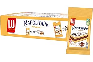 LU - Napolitain - Gâteaux Individuels Moelleux Fourrés au Chocolat - Idéal pour le Goûter des Enfants - Format Pocket Pratique - Fabriqué en France - Carton de 24 sachets de 2 gâteaux