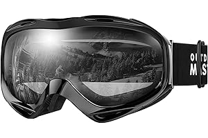 OutdoorMaster Masque de Ski OTG - Anti-Buée Lunettes de Ski, Anti-poussière Coupe-Vent 100% protection UV400 Masques de Snowboard pour Hommes & Femme,Garçons et Filles