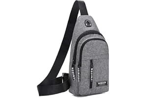 DecorDwell Sacoche Homme Bandouliere, Sling Bag Léger Sac de Poitrine avec Trou écouteurs, Sac Petit Etanche Casual Sling Bag, Plusieurs poches, Sac de Poitrine Sacoche pour Randonnée Cyclisme