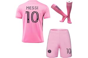 HUSSATEX Miami 2023/2024 Messi #10 Heim Kinder Fußball Trikot & Shorts mit Socken Jugendgrößen