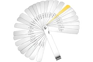 YCLFHOO 32 Pcs Stainless Steel Feeler Gauge,Blades Steel Feeler Gauge,Dual Marked Metric and Imperial,Imperial Gap Measuring Tool for Guitar/Spark Plug/Piston Measure