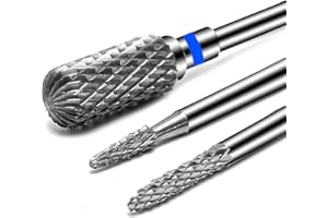 Diesisa 3PCS Nail Drill Bits, 3/32 Inch Efile Nail Drill Bits, Tungsten Steel Electric Nail File Bits, Professional Cuticle Drill Bits for Acrylic and Gel Nails (Medium)