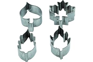AETUHU Stampo/formina con foglia di acero, tiglio ecc., set da 4 pezzi 3,6 – 4,6 cm in lamiera stagnata.