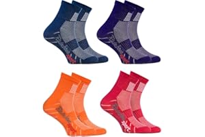 Rainbow Socks - Niño Niña Calcetines Deporte Colores Algodón - 4 Pares - Jeans Violeta Naranja Rojo - Talla 30-35