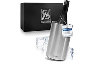 ‎SWISSHOME SWISSHOME® Flaschenkühler für Wein, Champagner und Sekt Flaschen I Doppelwandiger Edelstahl Sektkühler - Weinkühler, Getränkekühler in Premium Geschenkbox