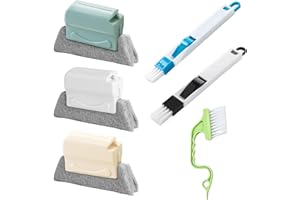 ZYEKIU 6 Pièces Nettoyeur Rail Porte Coulissante Baie Vitrée, Polyvalent Brosse de Nettoyage, Nettoyeur Vitre avec Eponge Magique, Lave Vitre Magnétique Manuelle pour Les Petits Espaces