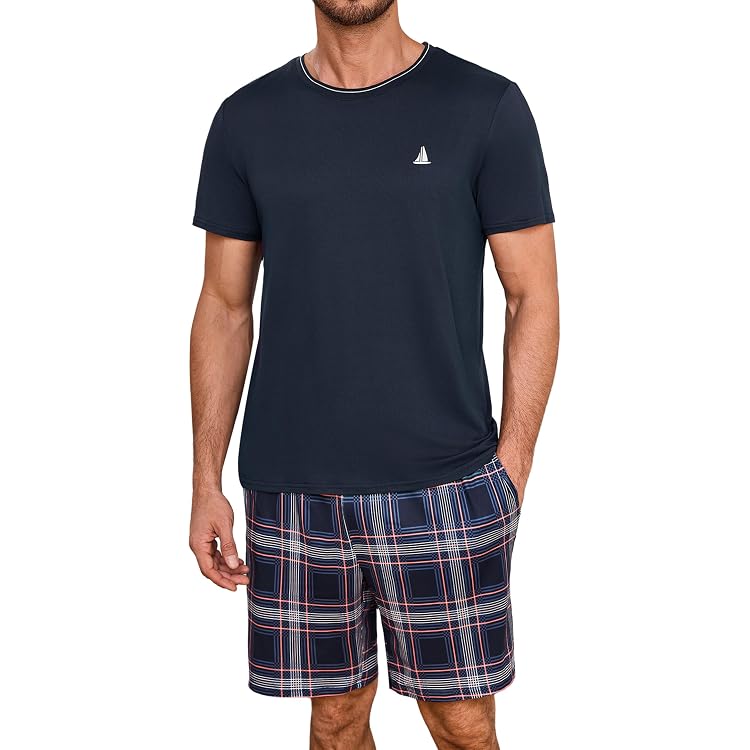 Pyjama Homme été Litherday - Court, Rayé, Coton élasthanne, Ensemble T-shirt Et Short Confortable