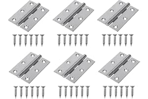 TERF® 6 Pcs Zinc Plated Steel Butt Hinges 75mm Door Butt Hinges Folding 75mm [3 inch] Silver for Home Furniture Bathroom Cabinet Window Internal Doors Including Fixing Screw