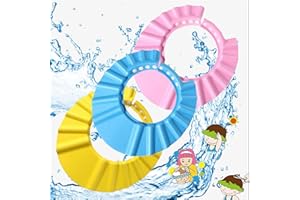 TUOFANG 3 Pcs Duschhaube Kinder, Einstellbare Baby Duschhaube, Baby Sicherer Shampoo Cap, Kinder Shampoo Kappe, Baby Shampoo Schutz, für Kleinkind Babypflege