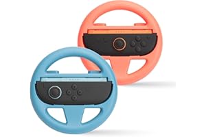 NITHO Pack de 2 Volante Compatibles con Switch 2 Joycon, Volantes de Carreras para Mario Kart 8 Deluxe, Diseño Ergonómico, Accesorios para Switch 2 (Rojo y Azul)