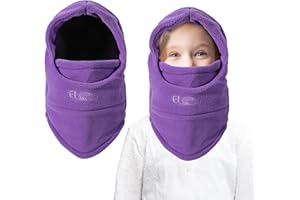 AYPOW Pasamontañas Térmico de Invierno Niños, Multifuncional Prueba de Viento Ajustable Máscara De Esquí Ciclismo, Sombreros Gorro Forro Polar Cálido, Calentador de Cuello, Mascarilla para Niños Niñas